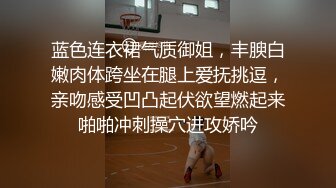 蓝色连衣裙气质御姐，丰腴白嫩肉体跨坐在腿上爱抚挑逗，亲吻感受凹凸起伏欲望燃起来啪啪冲刺操穴进攻娇吟